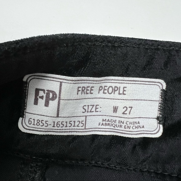 Free People Retro Black Velvet Mini Skirt Zipper & Button Detail Size 27 - Picture 3 of 7